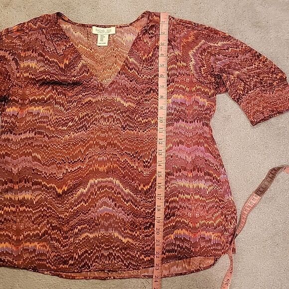 Rachel Zoe print top ruched sleeves size med - Picture 6 of 9